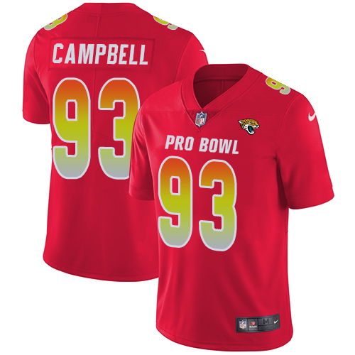Nike Jaguars #93 Calais Campbell Red Men's Stitched NFL Limited AFC 2018 Pro Bowl Jersey - Click Image to Close